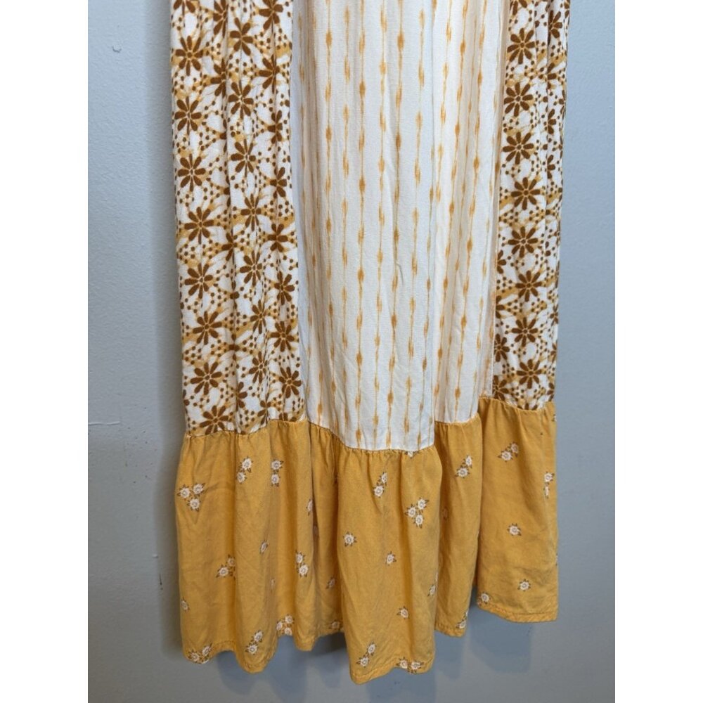 Aéropostale Colorblocked Mixed-Print Tie-Back Midi Dress XS Yellow - Picture 5 of 8